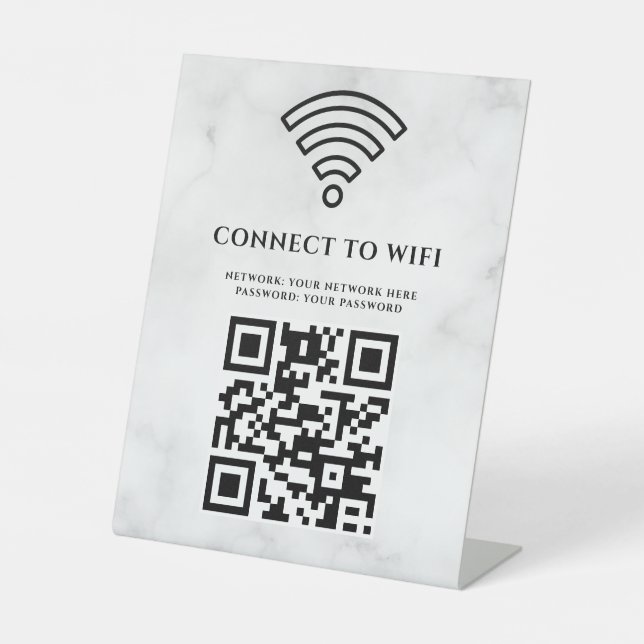 Business Wifi Network QR Code Personalized Pedestal Sign (Front)