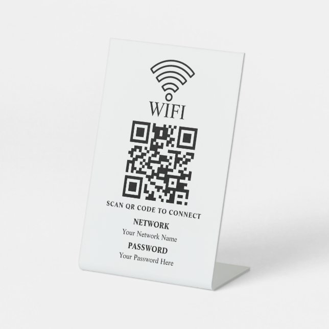 Business Wifi Network QR Code Personalized Pedestal Sign (Front)