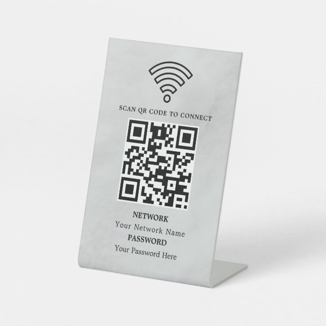 Business Wifi Network QR Code Personalized Pedestal Sign (Front)