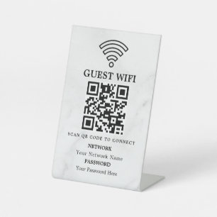 Business Wifi Network QR Code Personalized Pedestal Sign