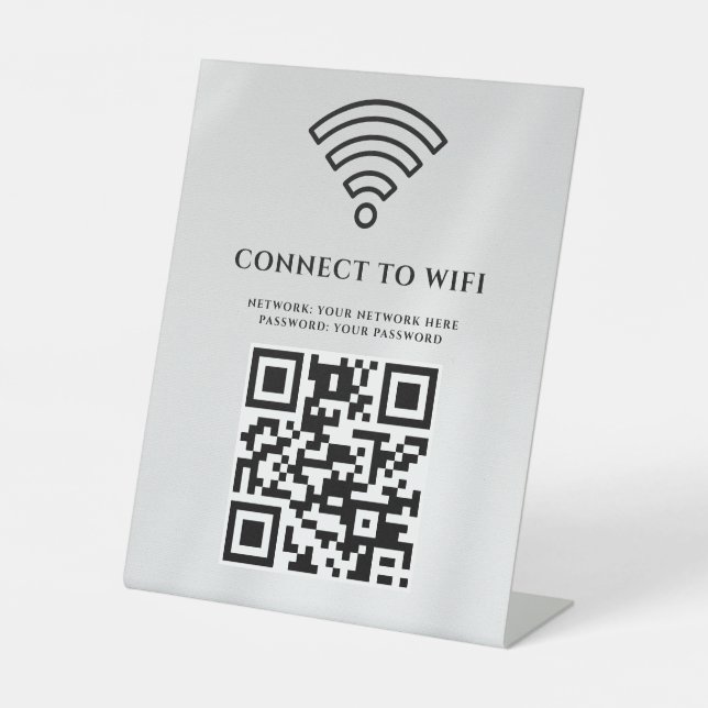 Business Wifi Network QR Code Personalized Pedestal Sign (Front)
