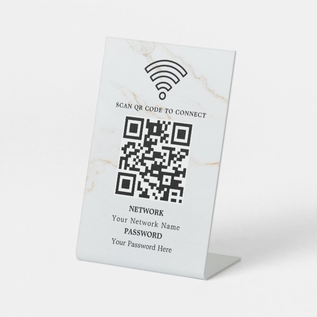 Business Wifi Network QR Code Personalized Pedestal Sign (Front)