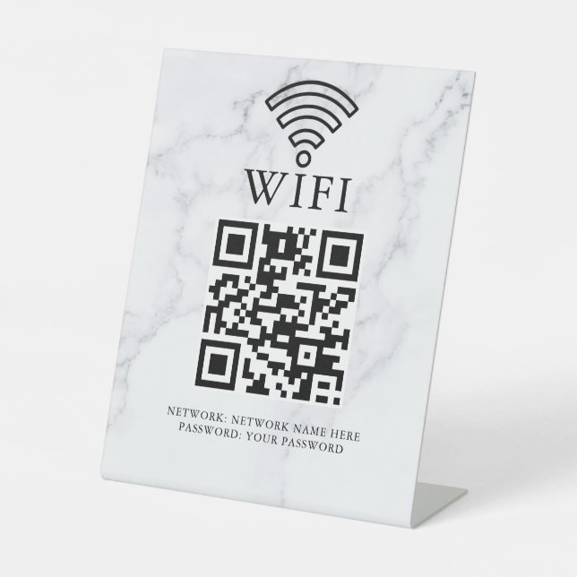 Business Wifi Network QR Code Personalized Pedestal Sign (Front)