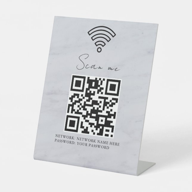 Business Wifi Network QR Code Personalized Pedestal Sign (Front)