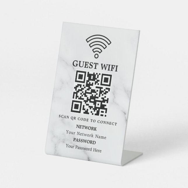 Business Wifi Network QR Code Personalized Pedestal Sign (Front)