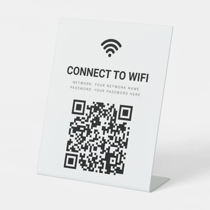 Business Wifi Network QR Code White Modern Pedestal Sign | Zazzle.com