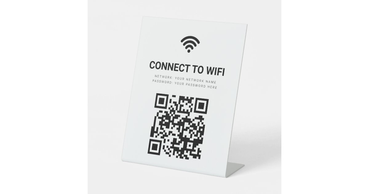 Business Wifi Network QR Code White Modern Pedestal Sign | Zazzle