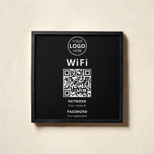 Business Wifi QR Code Black Peel And Stick Photo Tile