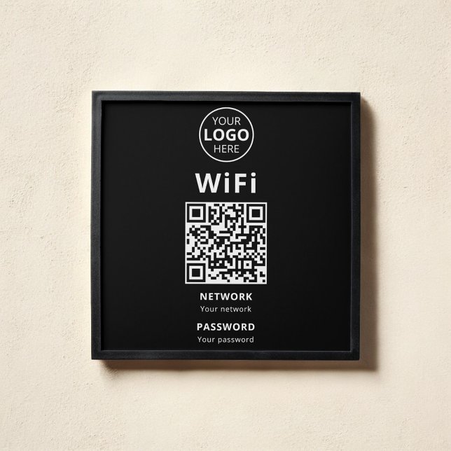 Business Wifi QR Code Black Peel And Stick Photo Tile (Creator Uploaded)