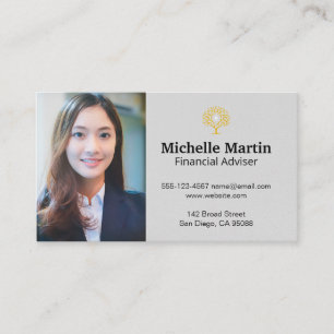 Business Woman Financial Money Tree Logo Business Card