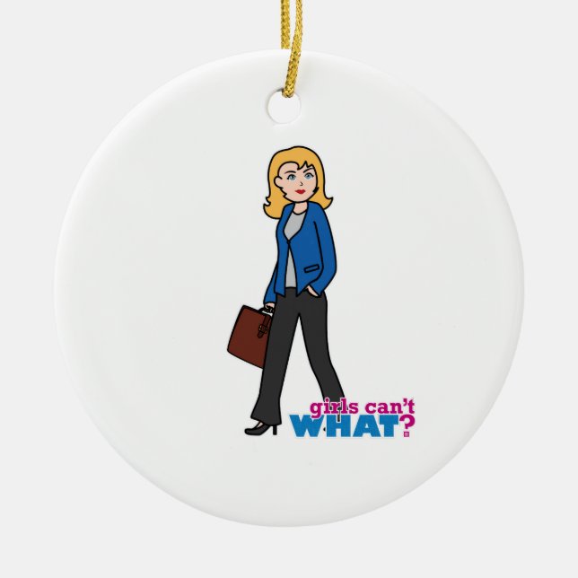 Business Woman - Light/Blonde Ceramic Ornament (Front)