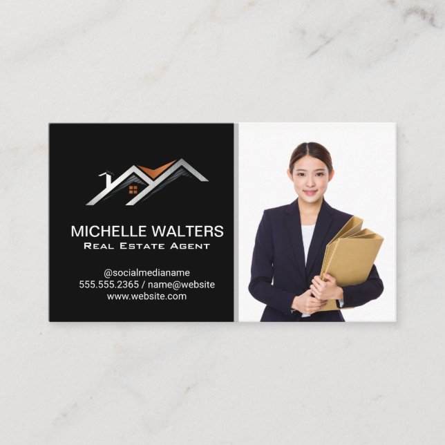 Business Woman | Real Estate Logo Card (Front)