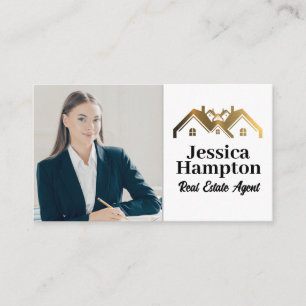 Business Woman Sitting   Real Estate Logo Card