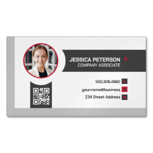 Business Woman Smiling Corporate QR Code Business Card Magnet