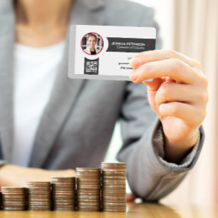 Business Woman Smiling Corporate QR Code Card