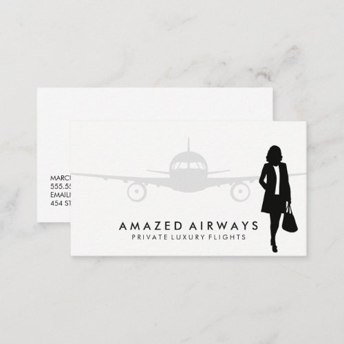 Business Woman Traveling  Airplane Business Card