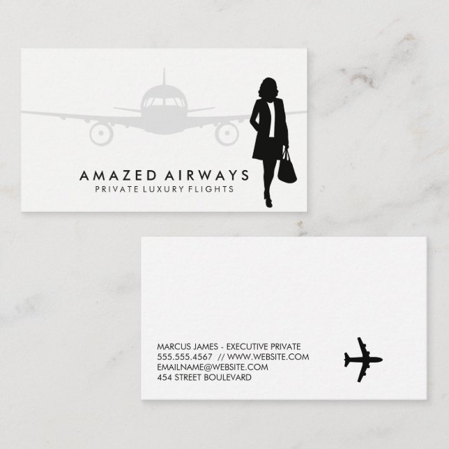 Business Woman Traveling | Airplane Business Card (Front/Back)