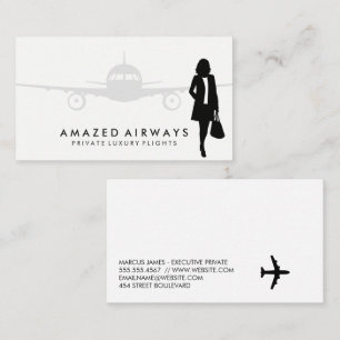 Business Woman Traveling   Airplane Card