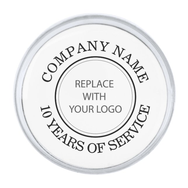 Business Years of Service Award Silver Finish Lapel Pin (Front)