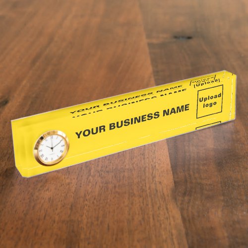 Business Yellow Acrylic With Clock Desk Name Plate