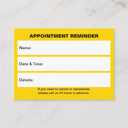 Business Yellow Appointment Card