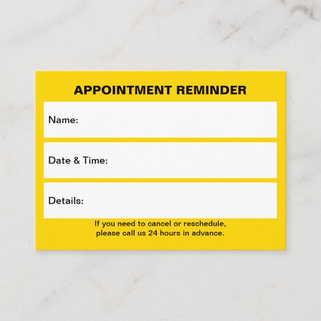 Business Yellow Appointment Card (Front)