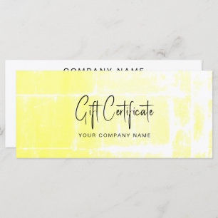 Business Yellow Artistic Gift Certificate