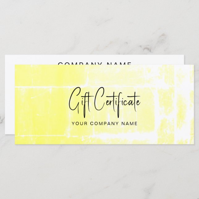 Business Yellow Artistic Gift Certificate (Front/Back)