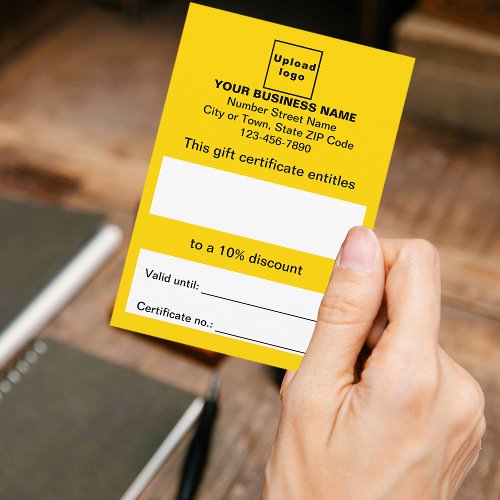 Business Yellow Gift Certificate