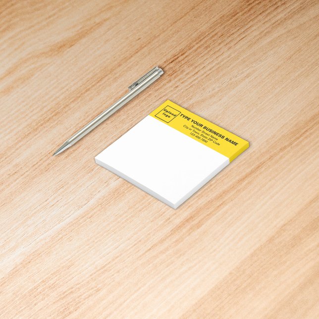 Business Yellow Heading White Square post it note (Build brand name awareness. Your business brand on yellow heading of square post it note.)