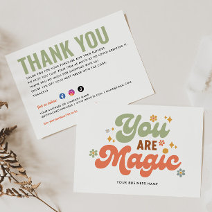 Business You are Magic Retro Boho Floral Thank You Invitation