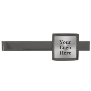 Business Your Logo Her on Faux Silver Template Gunmetal Finish Tie Bar