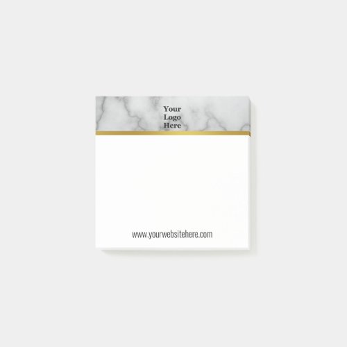 Business Your Logo Here Elegant Faux White Marble Post_it Notes