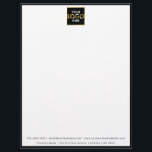 Business Your Logo Here Simple Modern Black Border Letterhead<br><div class="desc">A "your logo here" design placeholder which can be replaced with your personalized custom business logo and text. A great design perfect for business office supplies,  marketing and branding. Simply upload your custom logo and create your own custom business logo letterhead.</div>