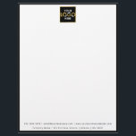 Business Your Logo Here Simple Modern Black Border Letterhead<br><div class="desc">A "your logo here" design placeholder which can be replaced with your personalized custom business logo and text. A great design perfect for business office supplies,  marketing and branding. Simply upload your custom logo and create your own custom business logo letterhead.</div>