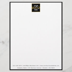 Business Your Logo Here Simple Modern Black Border Letterhead