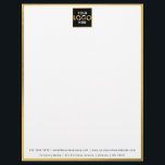 Business Your Logo Here Simple Modern Gold Border Letterhead<br><div class="desc">A "your logo here" design placeholder which can be replaced with your personalized custom business logo and text. A great design perfect for business office supplies,  marketing and branding. Simply upload your custom logo and create your own custom business logo letterhead.</div>