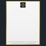 Business Your Logo Here Simple Modern Gold Border Letterhead<br><div class="desc">A "your logo here" design placeholder which can be replaced with your personalized custom business logo and text. A great design perfect for business office supplies,  marketing and branding. Simply upload your custom logo and create your own custom business logo letterhead.</div>