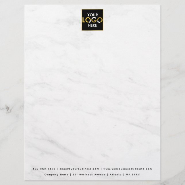 Business Your Logo Here Simple Modern Marble Letterhead (Front)
