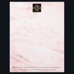 Business Your Logo Here Simple Modern Pink Marble Letterhead<br><div class="desc">A "your logo here" design placeholder which can be replaced with your personalized custom business logo and text. A great pink marble design perfect for business office supplies,  marketing and branding. Simply upload your custom logo and create your own custom business logo letterhead.</div>
