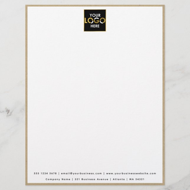 Business Your Logo Here Simple Modern Rustic Kraft Letterhead (Front)