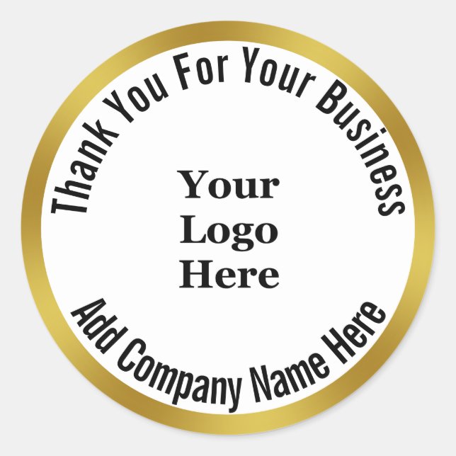 Business Your Logo Here Thank You Classic Round Sticker (Front)