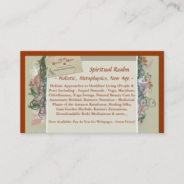 BusinessCard, Spiritual Realm, ~ Holistic, Meta... Business Card (Front)