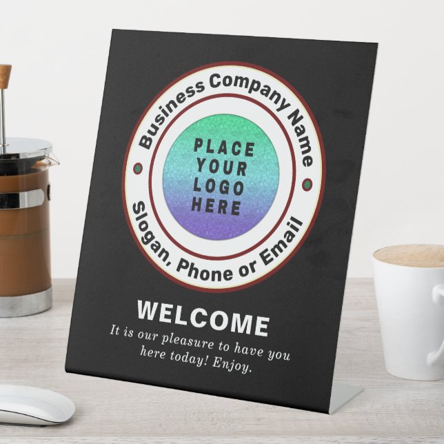 Businesses Company Professional Logo Personalize Pedestal Sign (In SItu)