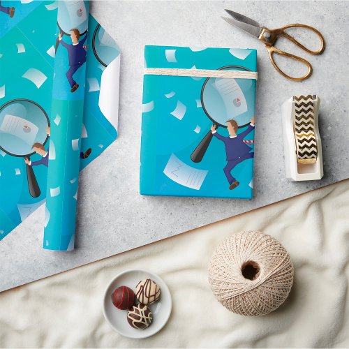 Businessman And Papers Wrapping Paper