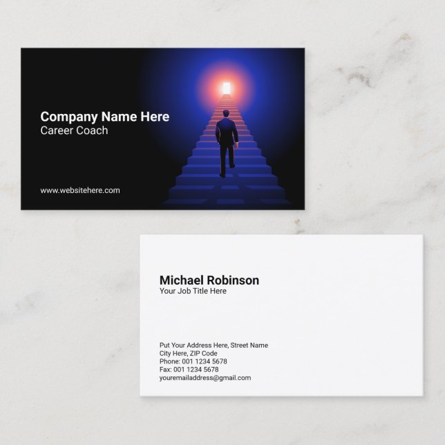 Businessman Climbing Stairs | Conceptual Business Card (Front/Back)