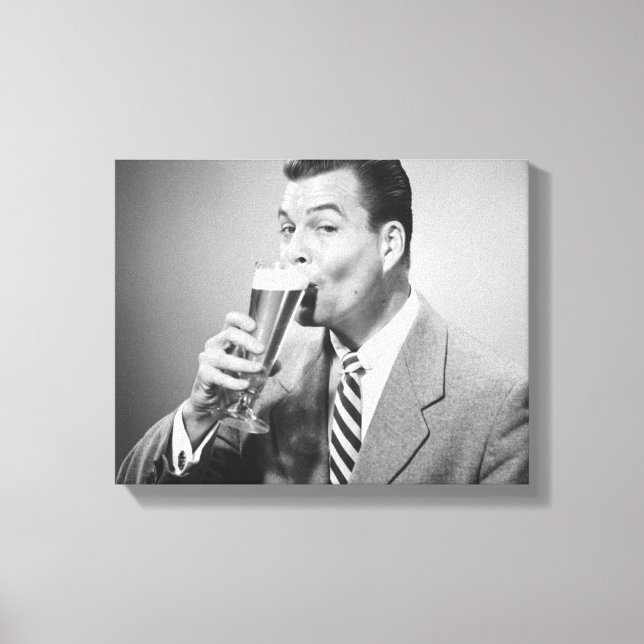 Businessman Drinking Beer Canvas Print (Front)