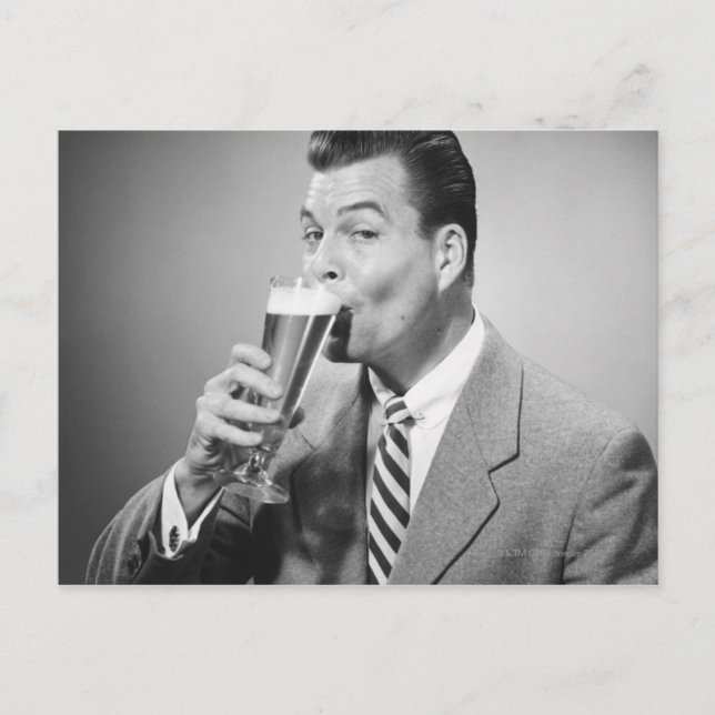 Businessman Drinking Beer Postcard (Front)