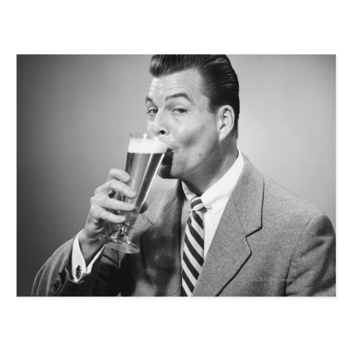 Businessman Drinking Beer Postcards