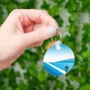 Businessman Looking Toward Future Path Keychain